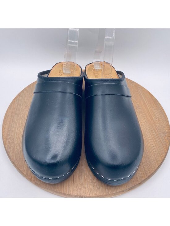 Sakne Toffeln Swedish Wooden Clogs Mens 11 44 Black Leather Comfort Mules main image 13